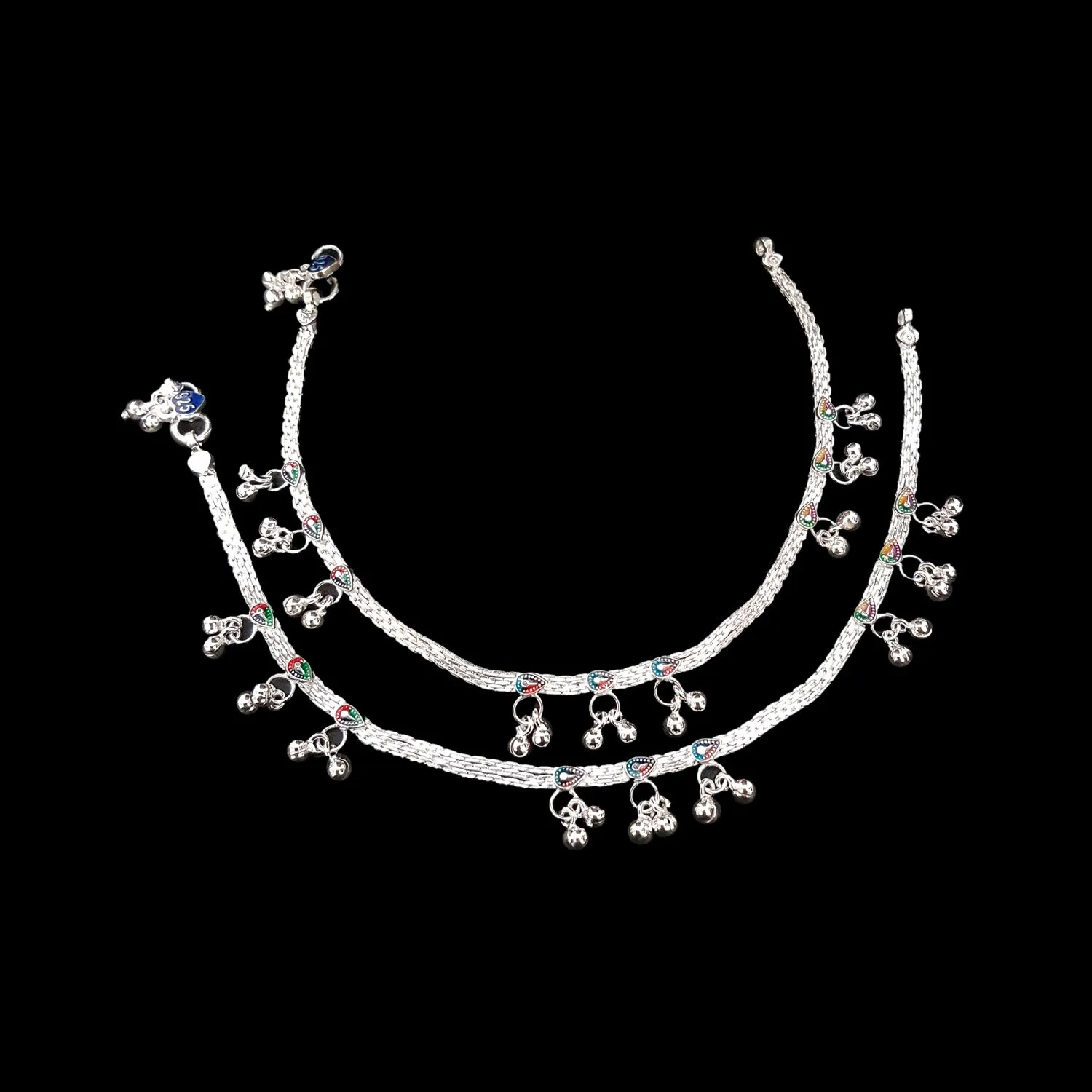 Women Sterling Silver Anklet Total Length 28-30cm
