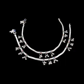 Women Sterling Silver Anklet Total Length 28-30cm