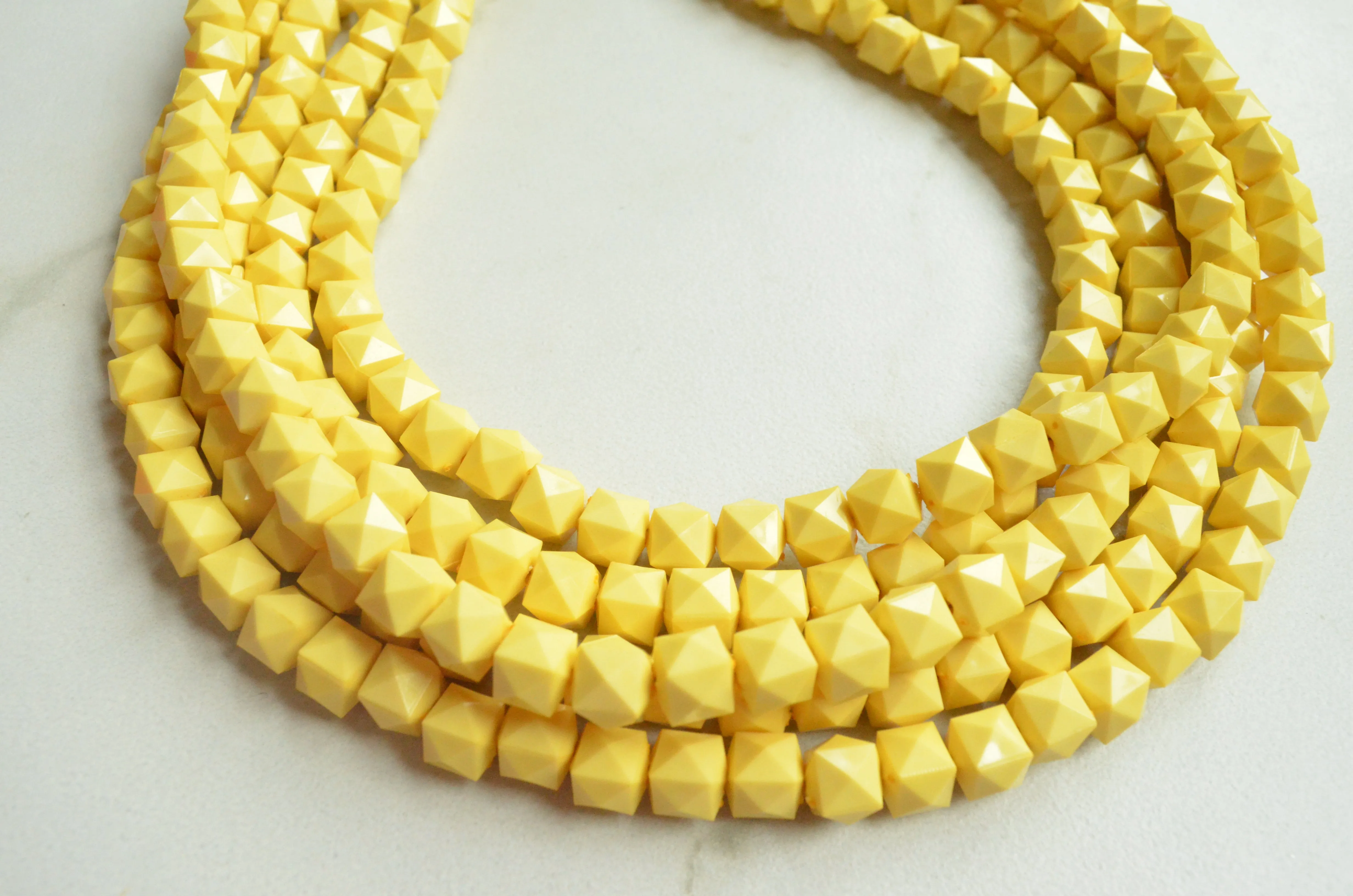 Yellow Acrylic Beaded Chunky Multi Strand Statement Necklace - Lexi