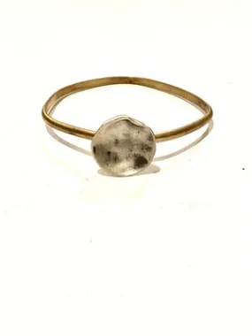 Yellow Brass and Silver Petal Bangle Large