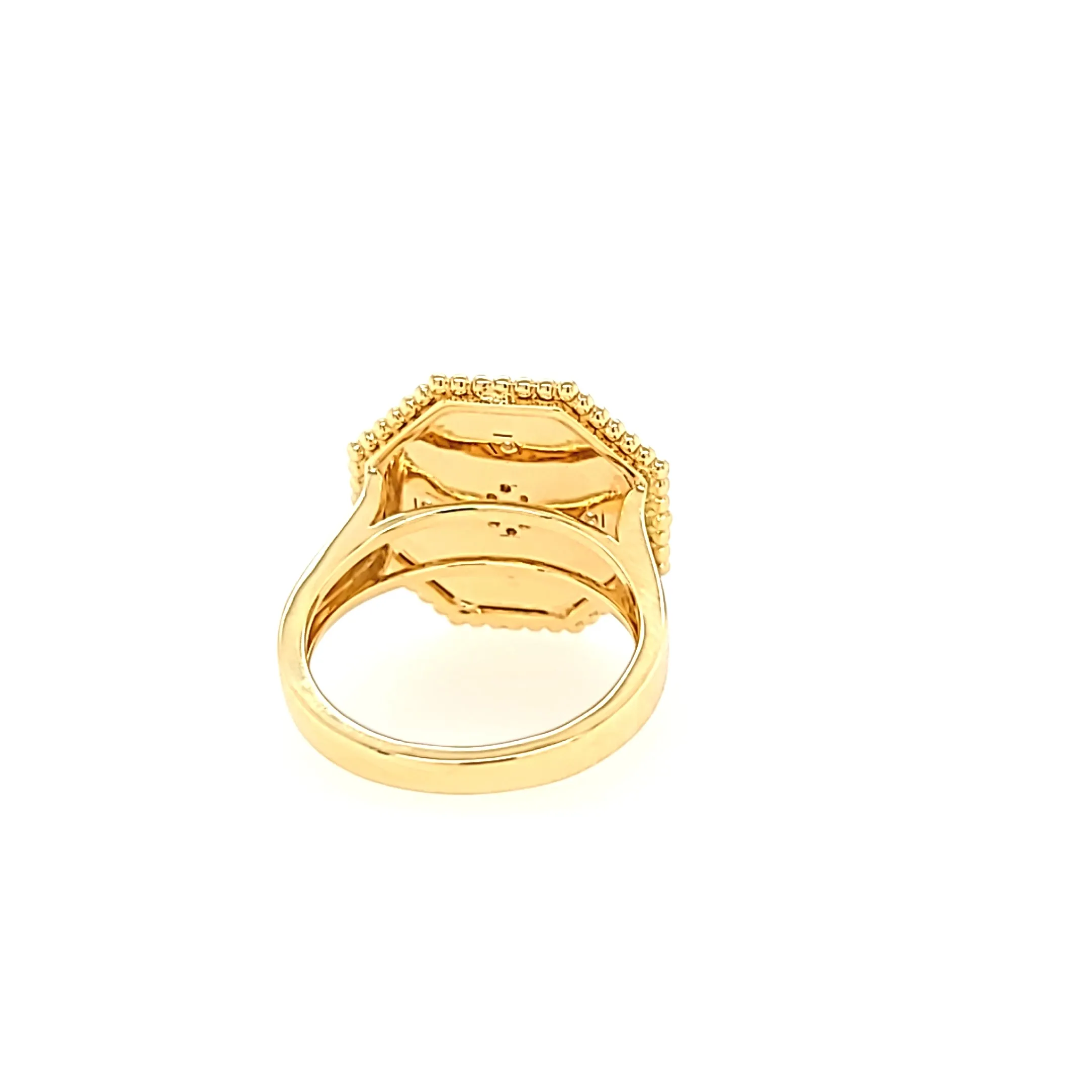 Yellow Gold Diamond Textured Octagon Ring (I7702)
