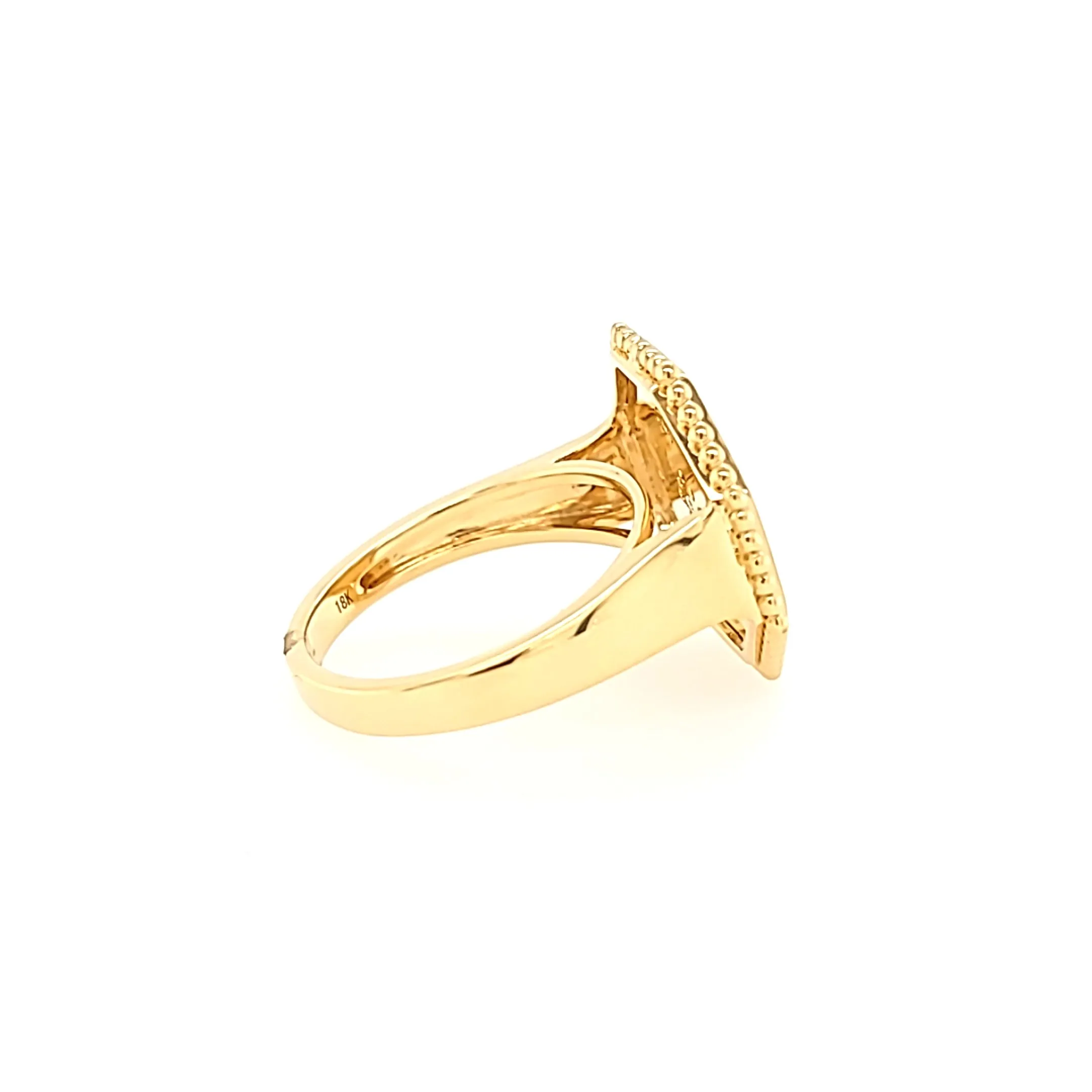 Yellow Gold Diamond Textured Octagon Ring (I7702)